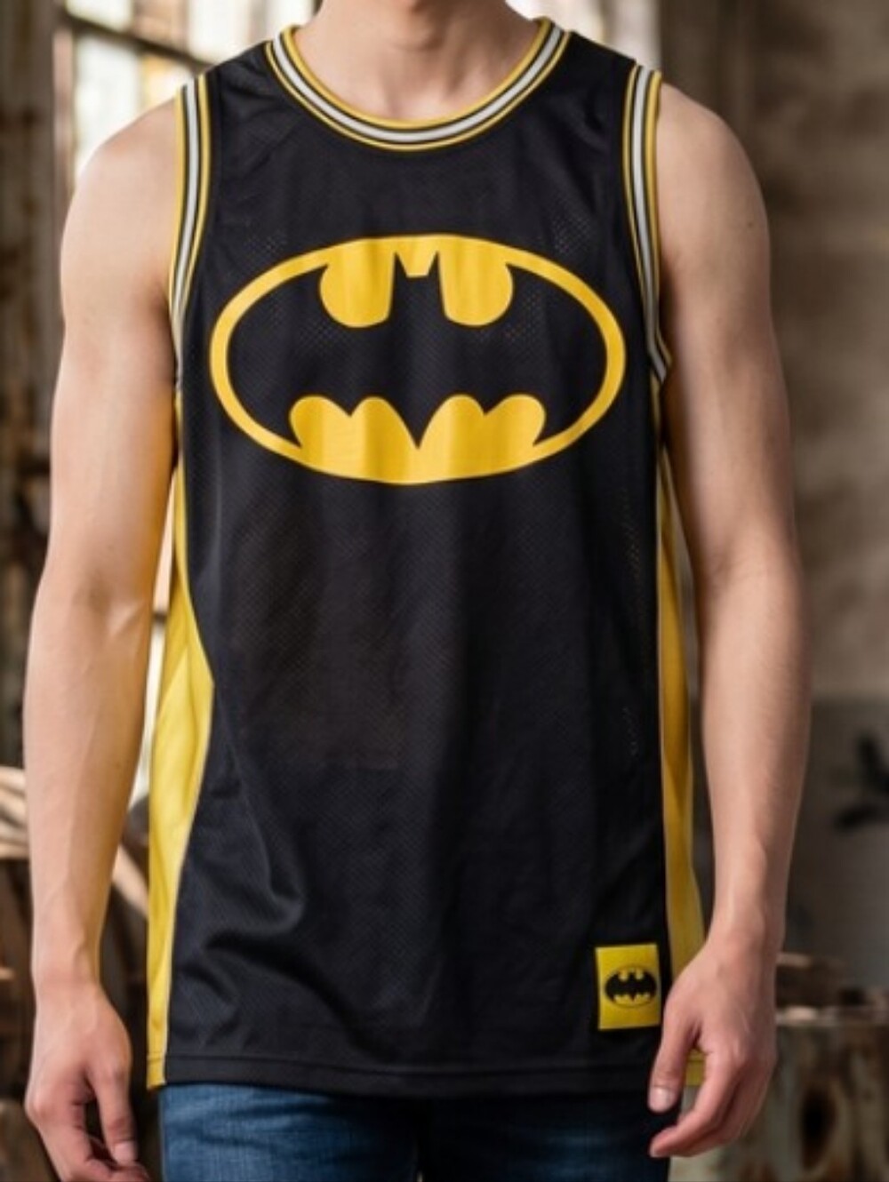 Batman Black Yellow Basketball Jersey Tank Muscle Tee DC Comics Youth 14 Casual